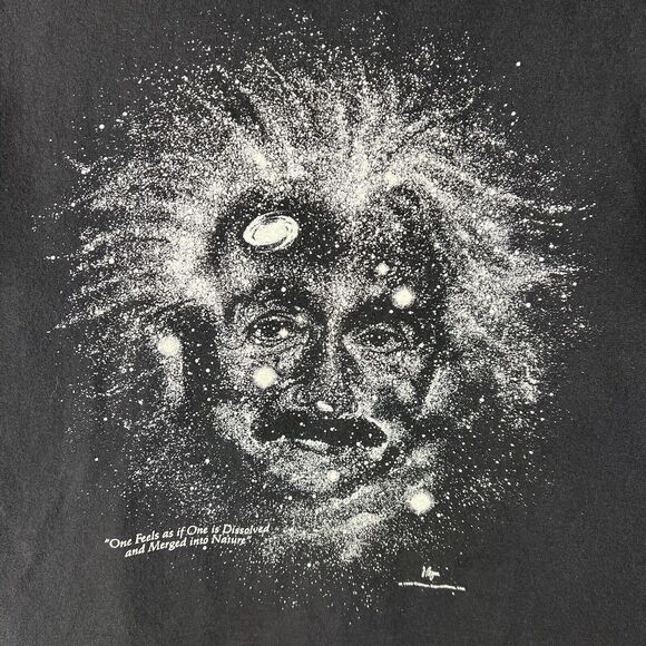 VTG 90s 1993 Mens M Shirt Albert Einstein Galaxy Space Art Glow in Dark Galaxy - Picture 2 of 4